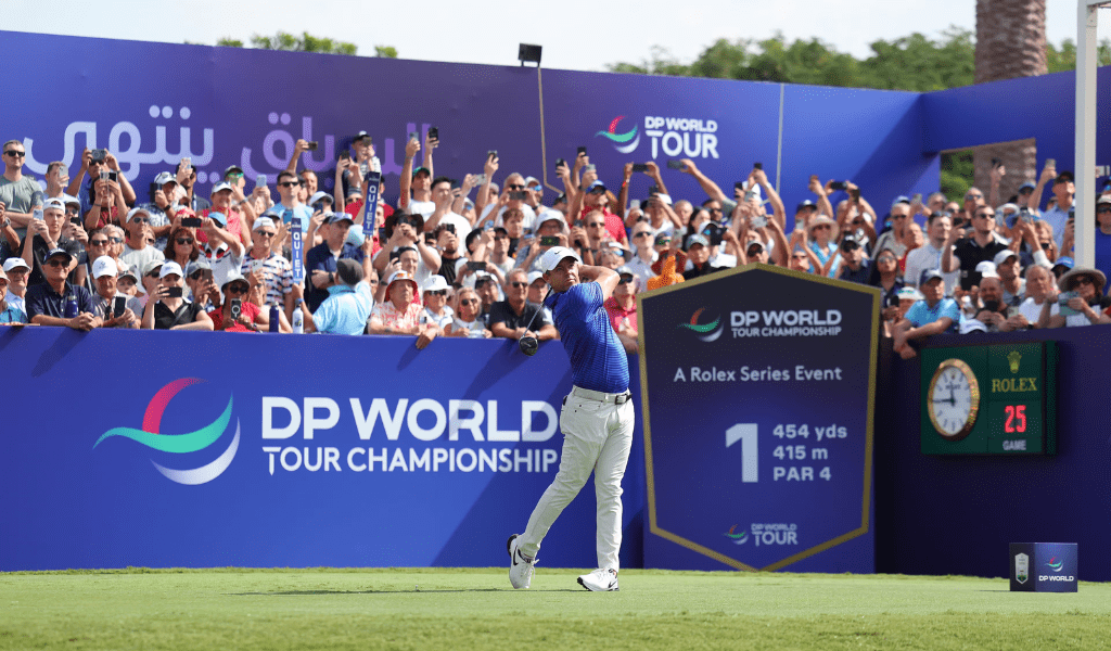 Rory McIlroy in action at the DP World Tour Championship in Dubai (Credit: Dubai Media Office)